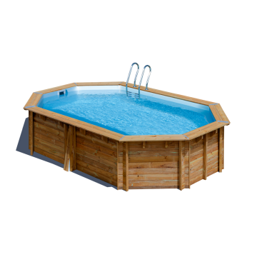 Piscina de madera semi-reclinada de 4,36 m x 3,36 m x H: 1,17 m