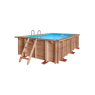 Piscina elevada de madera Amber Charm 5,02 x 3,22 m con liner y escaleras incluidas