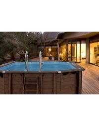 Piscina elevada de madera Sea Breeze octogonal 6,07 x 3,96 m con liner y escaleras incluidas