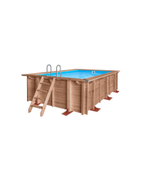 Piscina elevada de madera Amber Charm 5,02 x 3,22 m con liner y escaleras incluidas