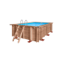 Piscina elevada de madera Amber Charm 5,02 x 3,22 m con liner y escaleras incluidas